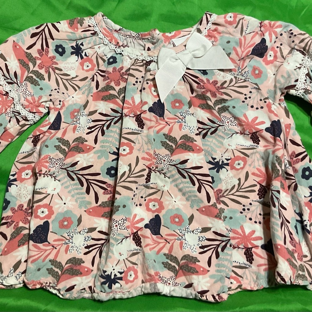 Floral Kids Top with Bow Accent